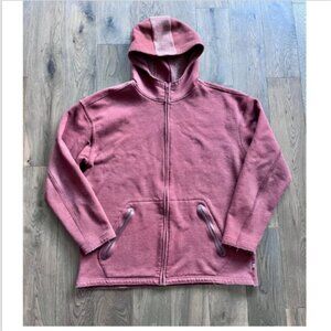 REI Men's Fleece Hoodie Jacket Size L Rust Full Zip Organic Cotton Outdoor